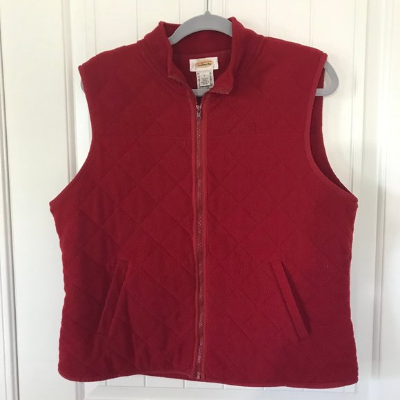 Talbots Fleece Quilted Red Vest, Size Large - Picture 1 of 4